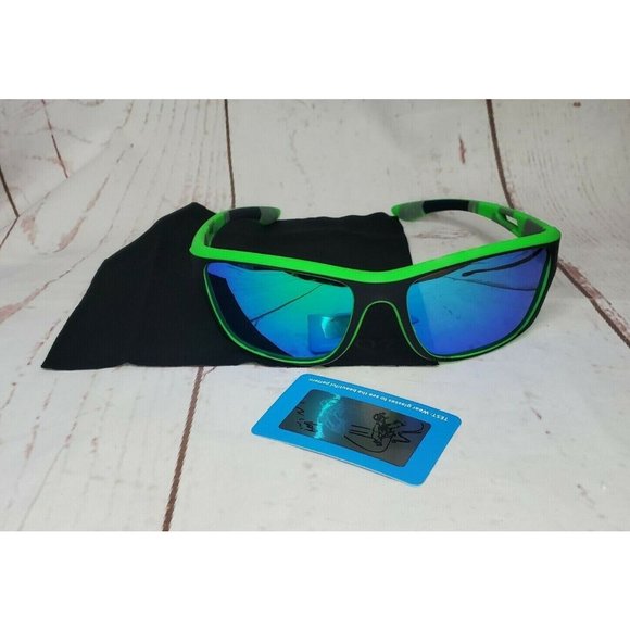 Booroots HD Polarized Green On Green Tinted UV400 Unisex PC Frame Sunglasses - Picture 1 of 12
